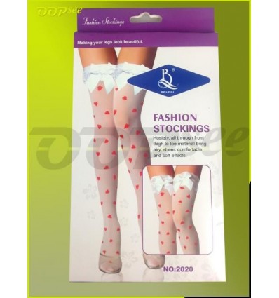 White with Hearts & Ribbon Stockings
