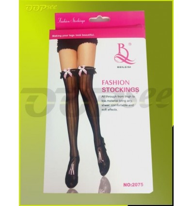 Black Stockings with Pink Ribbon