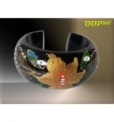Gold Flower & Leaves Bangle (9 colours)
