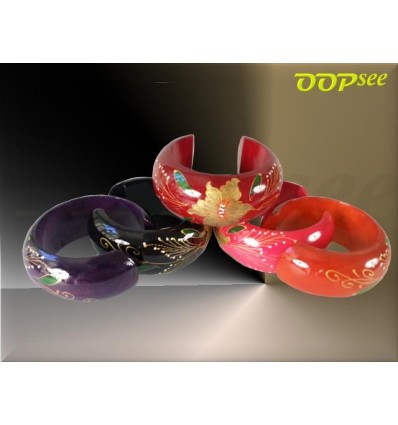 Gold Flower & Leaves Bangle (9 colours)