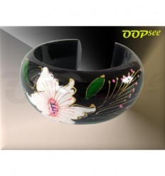 White Flower & Leaves Bangle (10 colours)