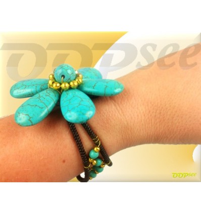 Open turquoise big Flower Bracelet