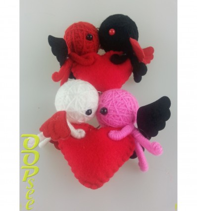 Heart with 2 Angels Key Chain