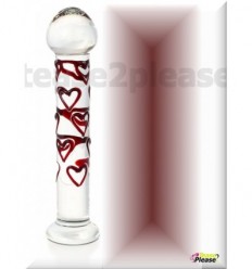 Red Hearts Glass Dildo