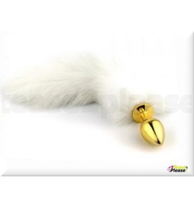 Golden Butt Plug with White tail