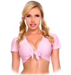 Pink Lycra Front Tie Top