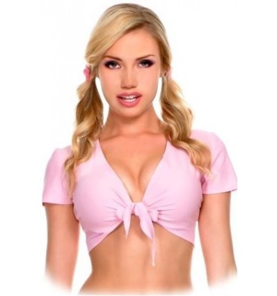 Pink Lycra Front Tie Top